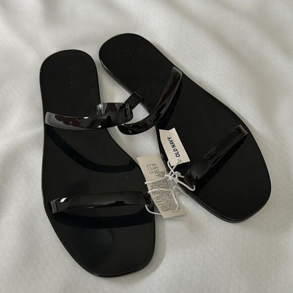 Black Jelly Slides Womens 10 Old Navy - Picture 1 of 3